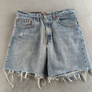 Vintage 90s Levis 550 Shorts Mens W31 Blue Relaxed Wide Cutoff Jorts USA Made